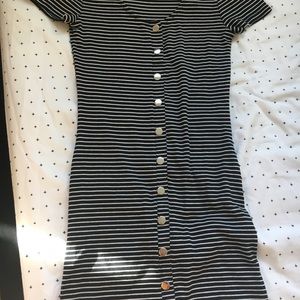 Black and White Striped Body con Dress